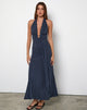 Image of Ryoko Maxi Dress in Cupro Ocean Storm