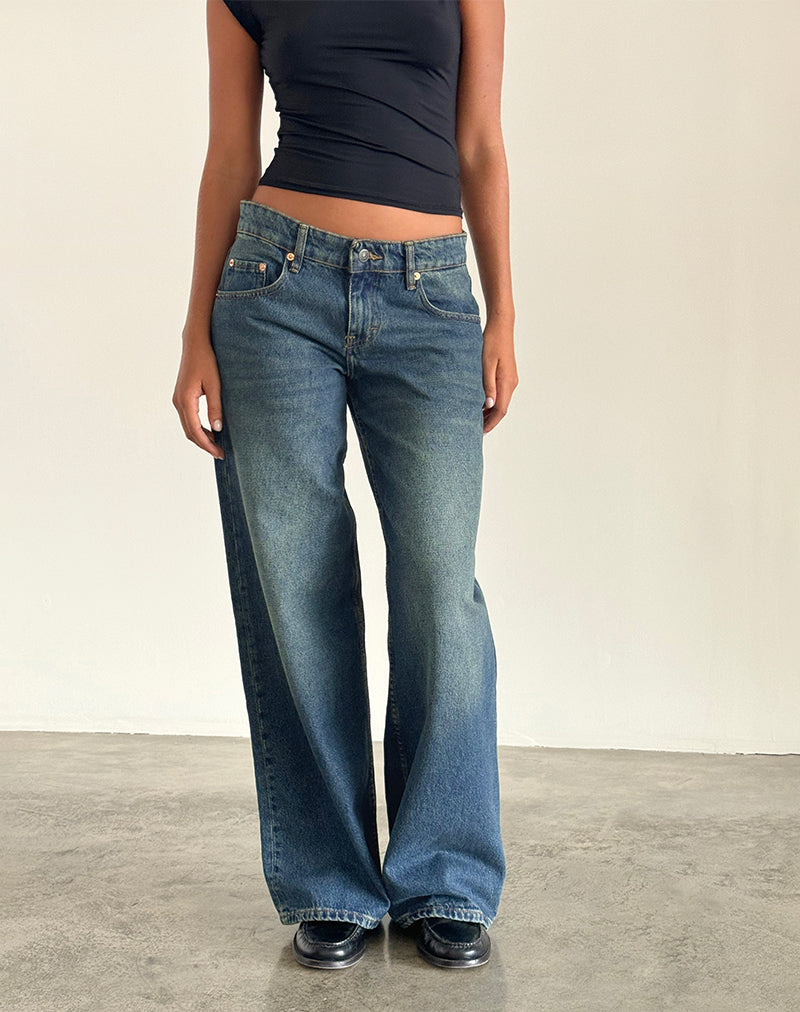 Roomy Extra Wide Low Rise Jeans in Bright Blue - Main Image