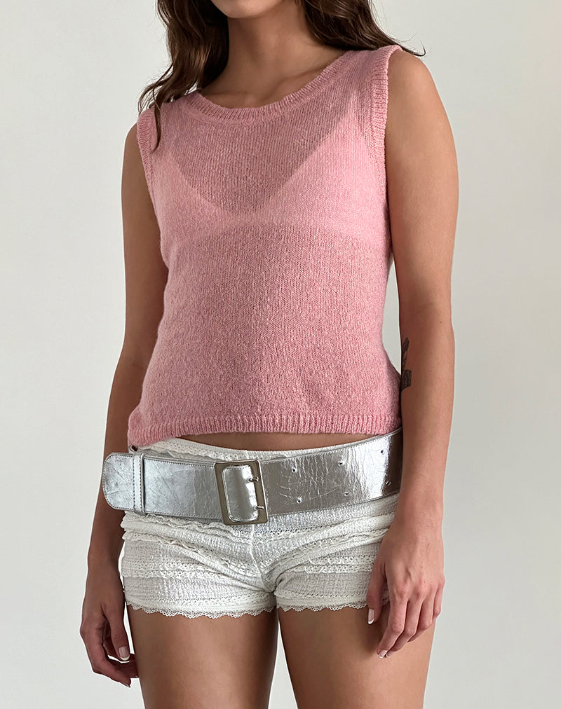 Pink Sheer Knit Tank Top | Salisha – motelrocks-com-aus