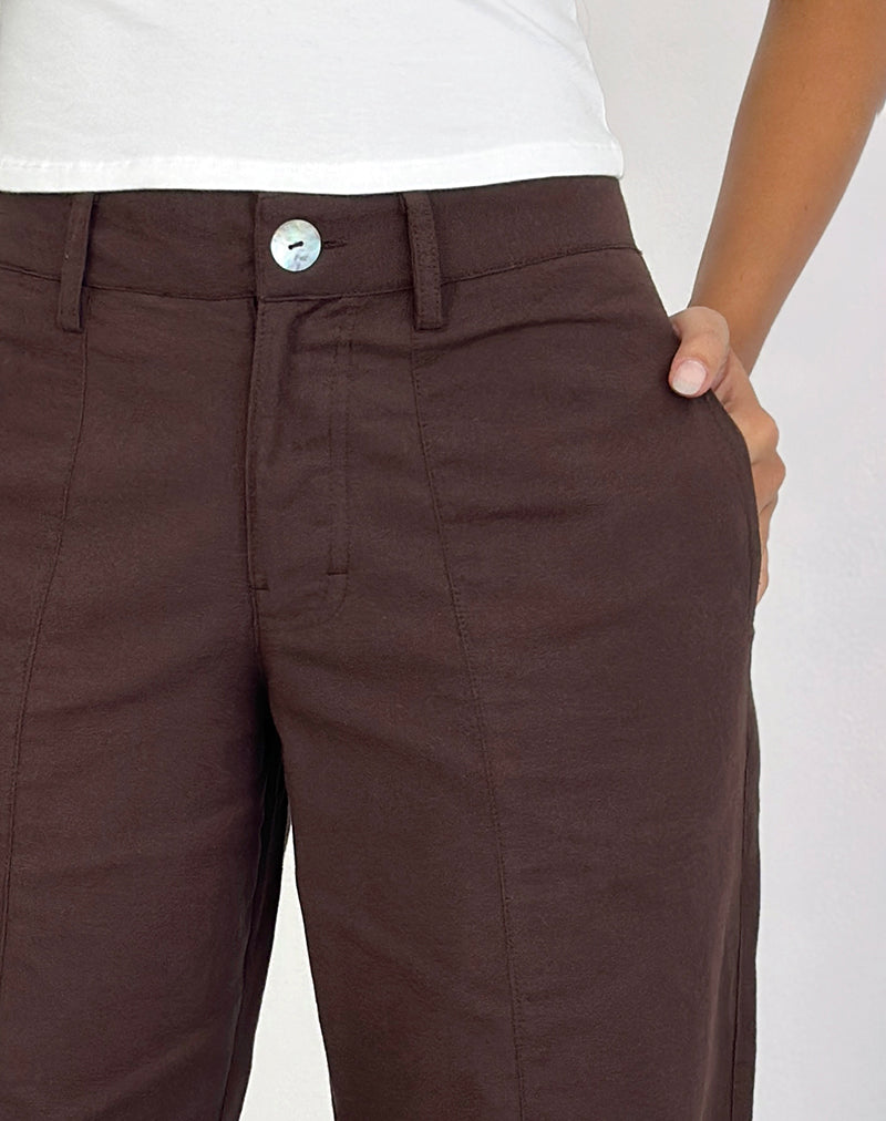 Image of Saucy Trousers in Linen Deep Mahogany