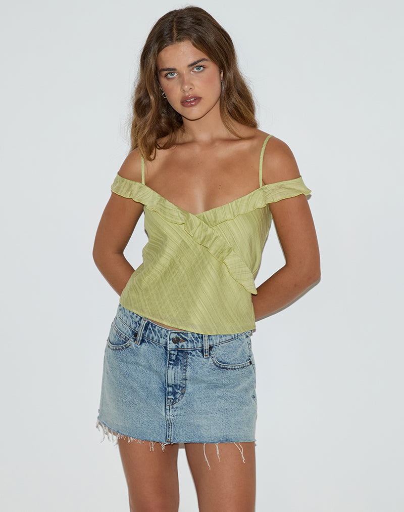 Image of Savira Top in Chiffon Stripe Green
