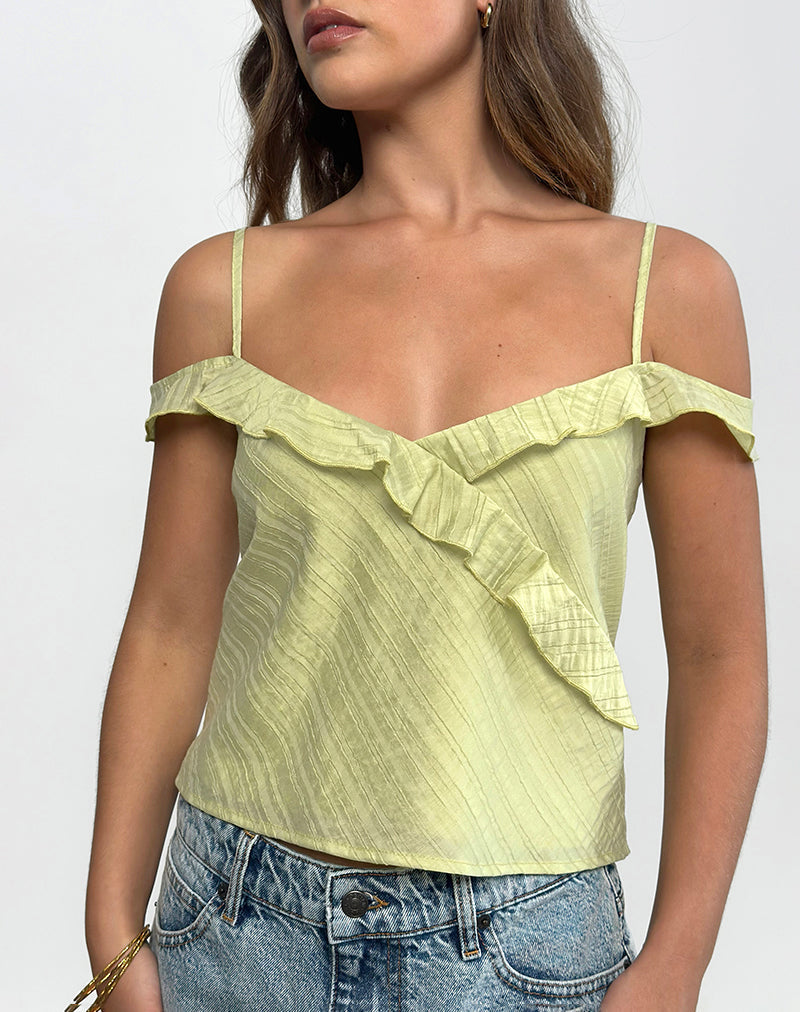 Savira Top in Chiffon Stripe Green