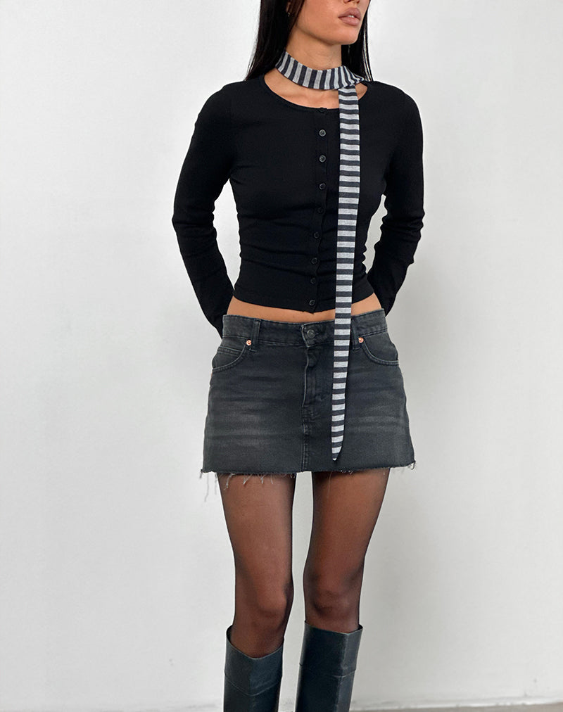 Grey and Black Striped Scarf Skinny – motelrocks-com-aus