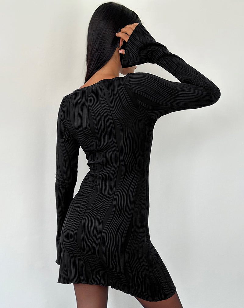 Black Crinkle Long Sleeve Mini Dress | Sevila motelrocks-com-aus Black Crinkle Long Sleeve Mini Dress | Sevila motelrocks-com-aus