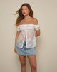 Image of Shogo Bardot Top in Fresia Broderie Ivory