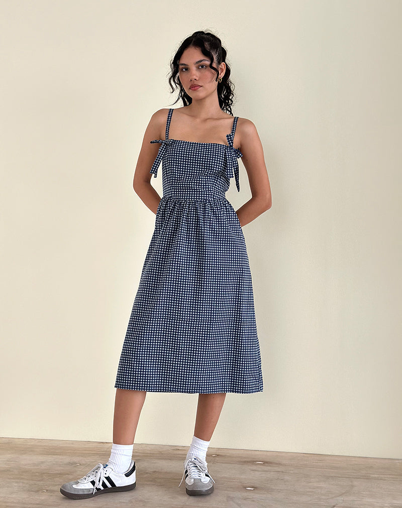 Dark Blue Gingham Midi Dress | Sloane motelrocks-com-aus Dark Blue Gingham Midi Dress | Sloane motelrocks-com-aus