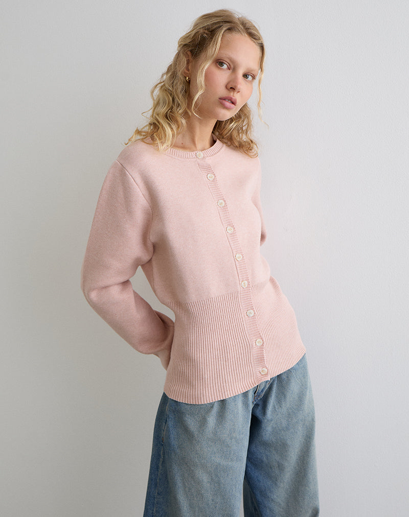 Image of Subra Long Sleeve Cardigan in Pink