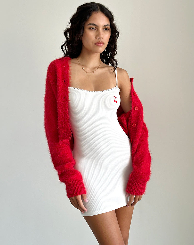 Off White with Cherry Emb Mini Dress Sunali – motelrocks-com-aus