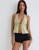 Image of Syrma Backless Halter Top in Linen Sage Green