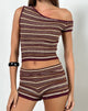 Image of Husan Hot Pants in Shimmer Stripe Knit Rust