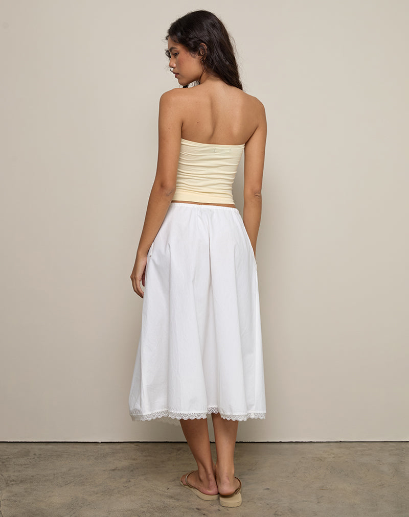 image of Taka Midi Skirt in Poplin White