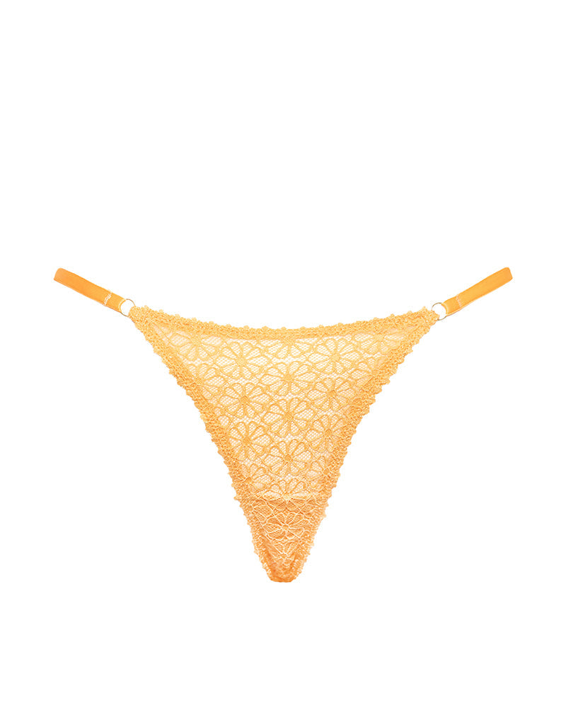 Image of Uras Thong in Tonal Flower Lace Orange with Trim