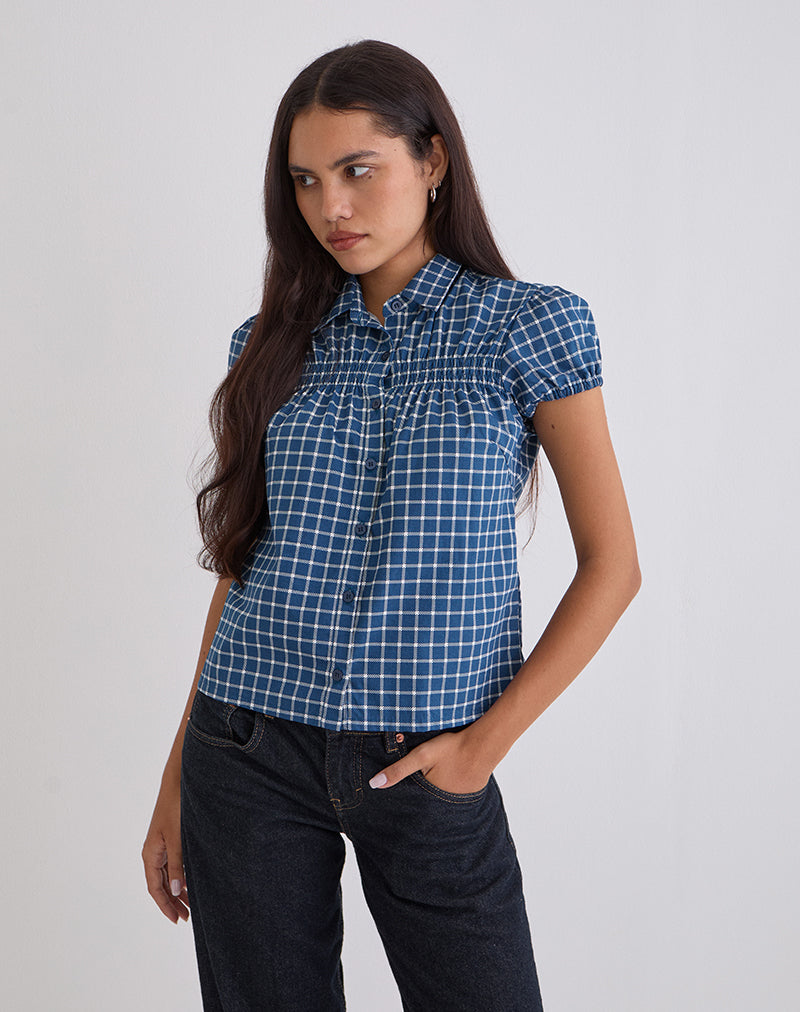 Navy Tartan Poplin Fitted Shirt | Ulsan – motelrocks-com-aus