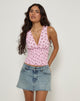 Image of Valisa Plunge Top in Floral Romance Pink