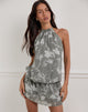 Image of Veloria Mini Dress in Blurred Floral Grey