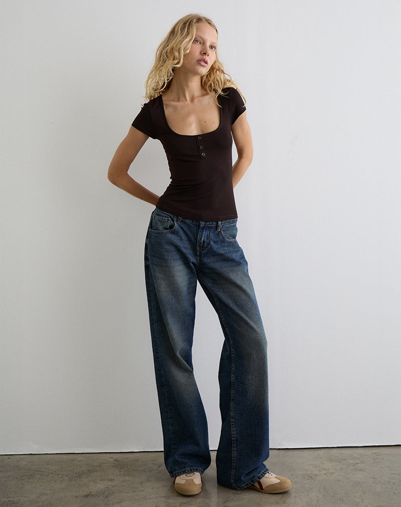 Image of Vibian Short Sleeve Top in Chocolate Brown