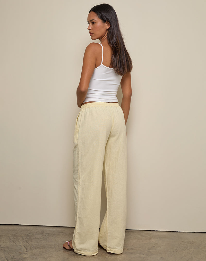 Image of Wasic Wide Leg Linen Trouser in Lemon
