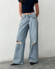 image of Ripped Roomy Extra Wide Low Rise Jean in Vintage Blue Wash