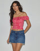 Image of Yokai Bardot Top in Retro Paisley Pink