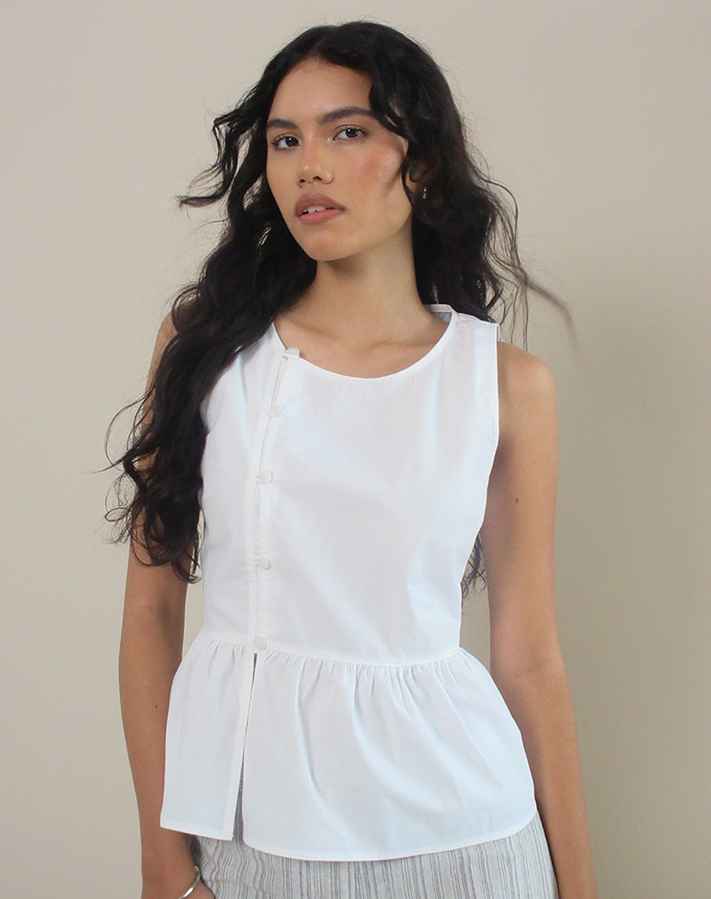 Image of Yoko Wrap Blouse in Poplin White