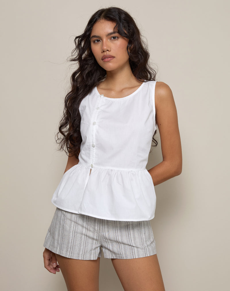 Image of Yoko Wrap Blouse in Poplin White