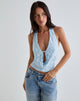 Image of Yukari Plunge Top in Burnout Mesh Blue