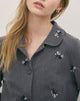 Image of Zedari Jacket in Floral Embroidery Tailoring Charcoal