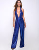 Image of Amber Wide Leg Jumpsuit in Mini Sequin Cobalt