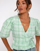 Image of Amiya Top in Table Cloth Neo Mint