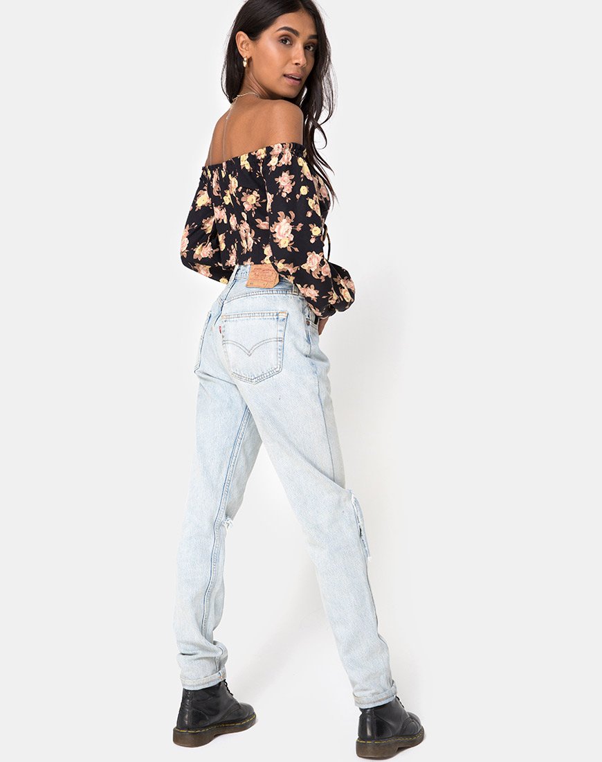 Image of Aneca Off The Shoulder Top in Antique Rose Black