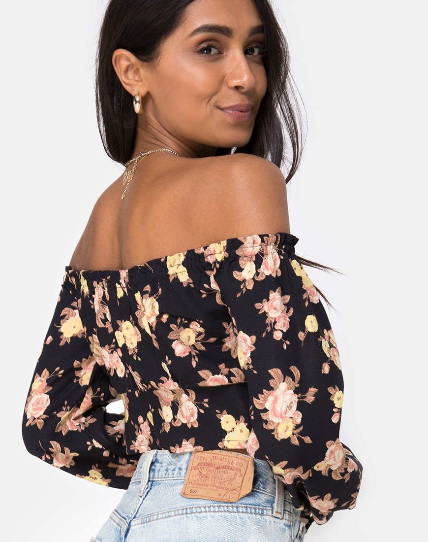 Image of Aneca Off The Shoulder Top in Antique Rose Black