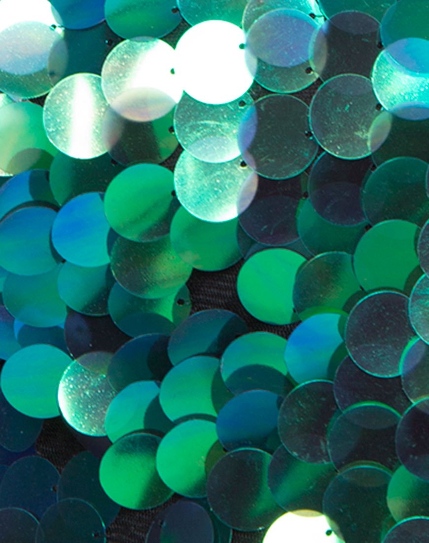 Image of Angel Crop Top in Fishcale Disc Sequin Aqua Iridescent