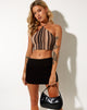 Image of April Crop Top in Mix Stripe Brown