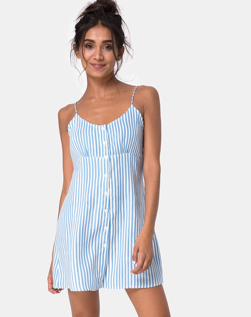 Image of Auvaly Slip Dress in Basic Stripe Blue and White