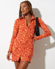 Image of Avaya Button Up Mini Dress in Retro Heart Orange