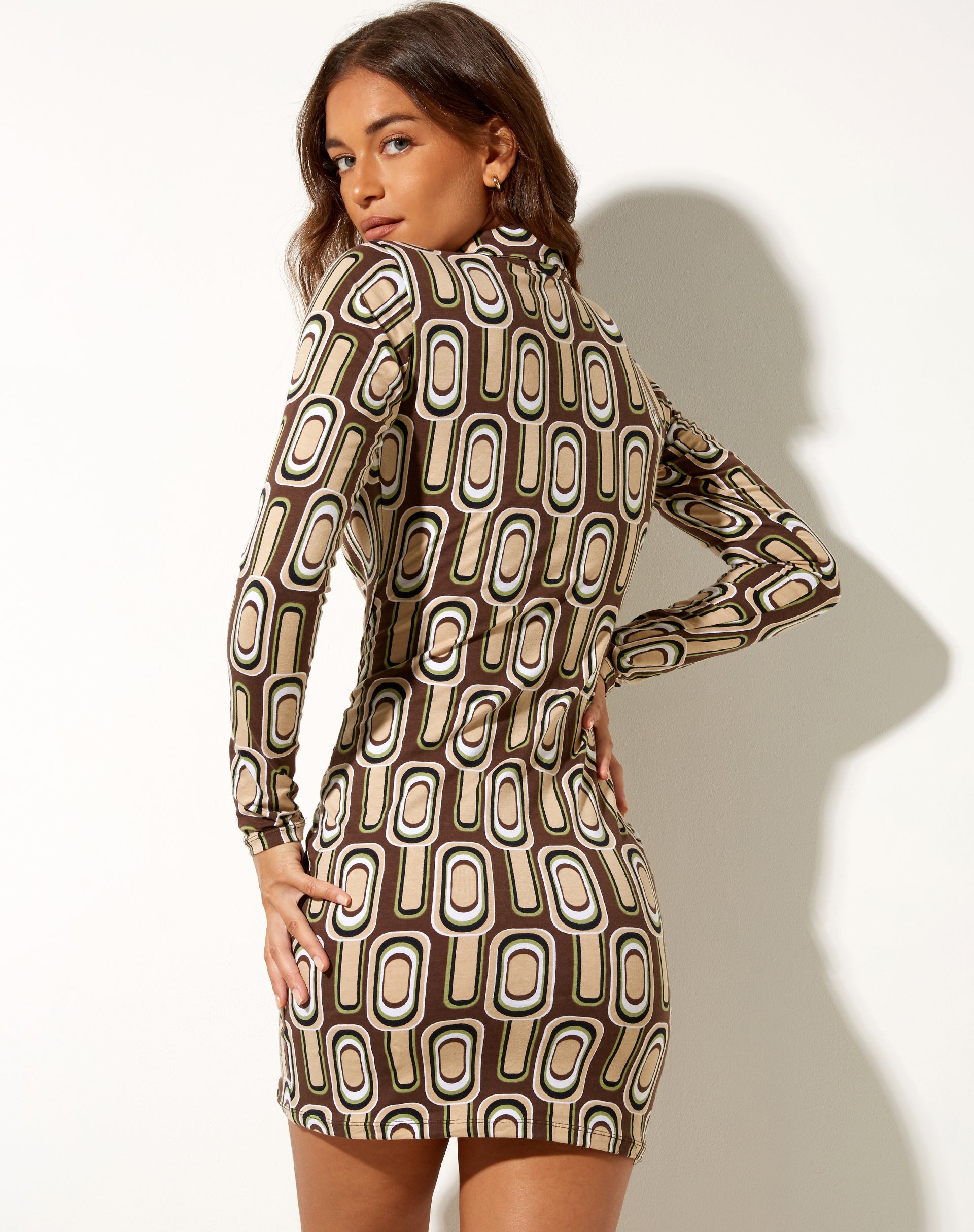 Image of Avaya Dress in Retro Spot Brown