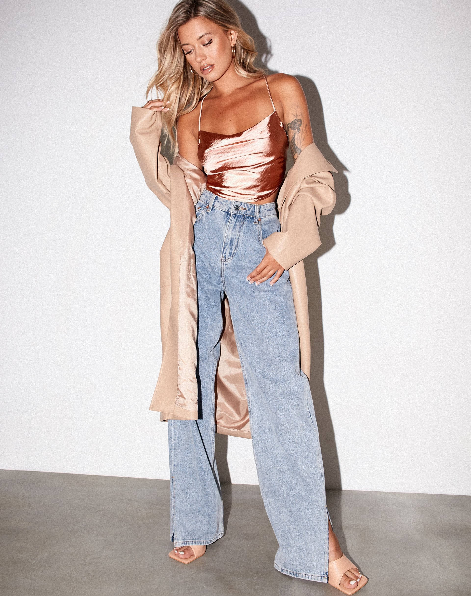 Image of Baila Crop Top in Satin Rose Gold