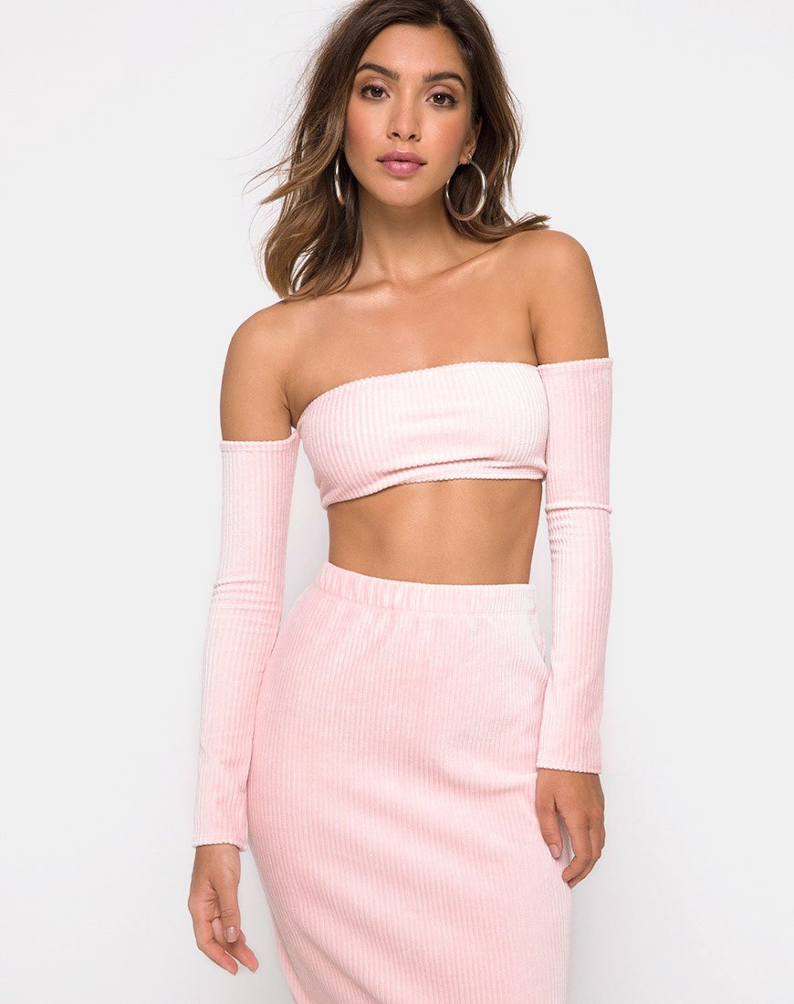 Pink cord outlet midi skirt