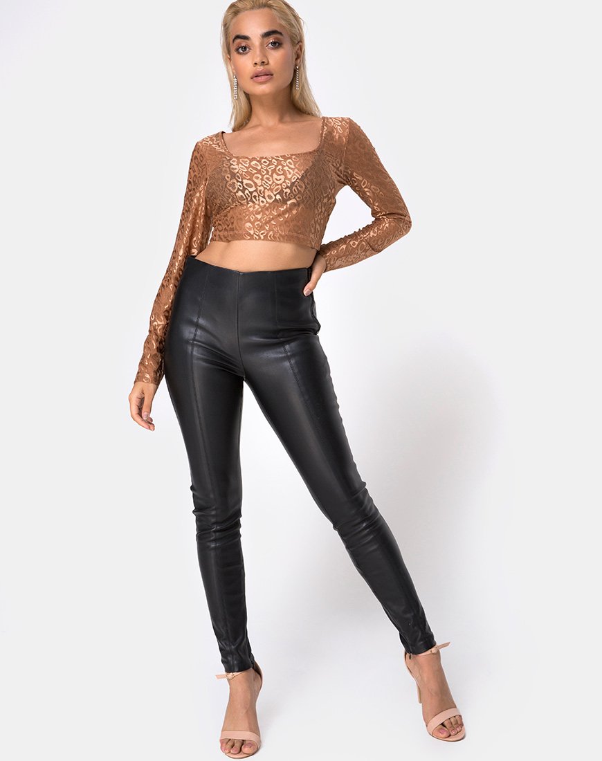 Image of Bon Top in Leopard Sheen Net Caramel