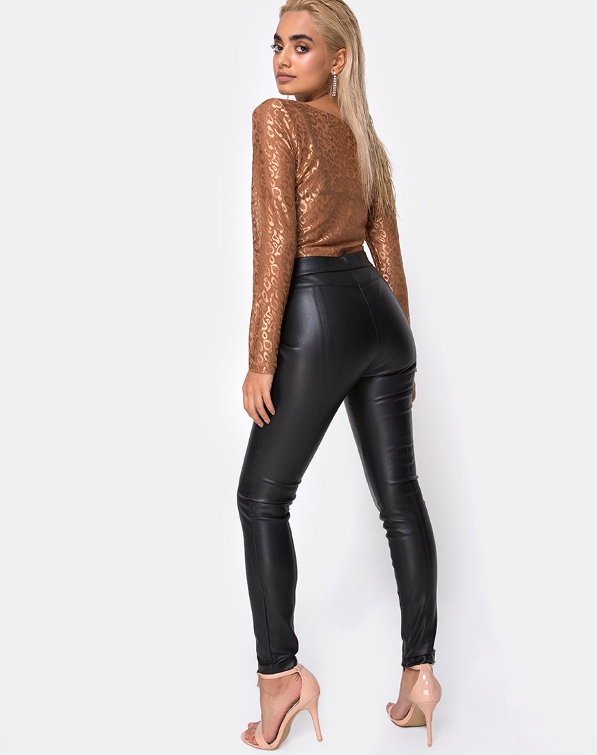 Image of Bon Top in Leopard Sheen Net Caramel