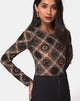 Image of Bonella Bodice Taupe Net with Black Sign Flock