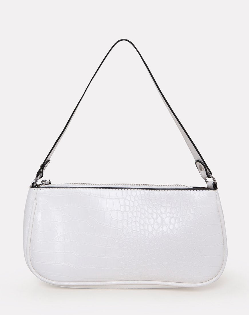 White croc baguette bag hot sale