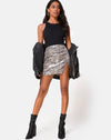 Image of Cheri Split Mini Skirt in Tiger Clear Sequin