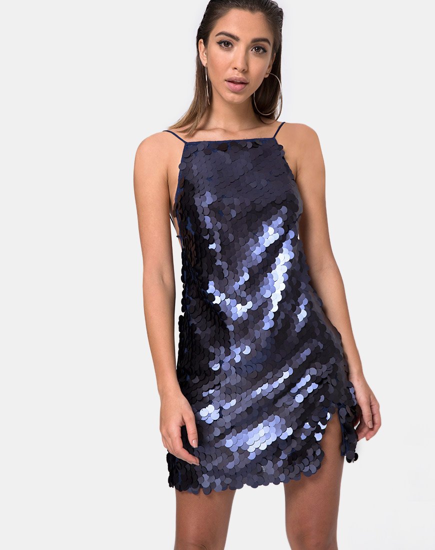 Motel rocks blue sequin dress hotsell