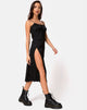Image of Cypress Midi Dress in Satin Cheetah Black