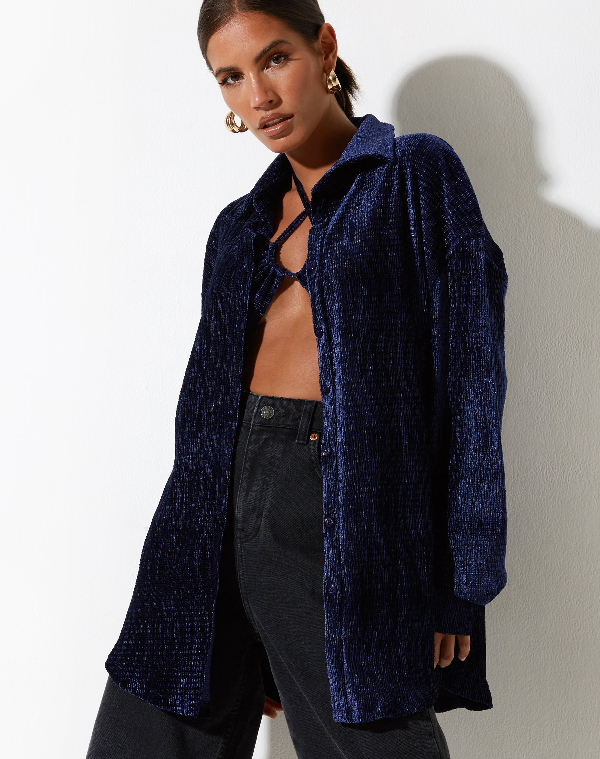 image of Dael Oversized Shirt in Velvet Navy