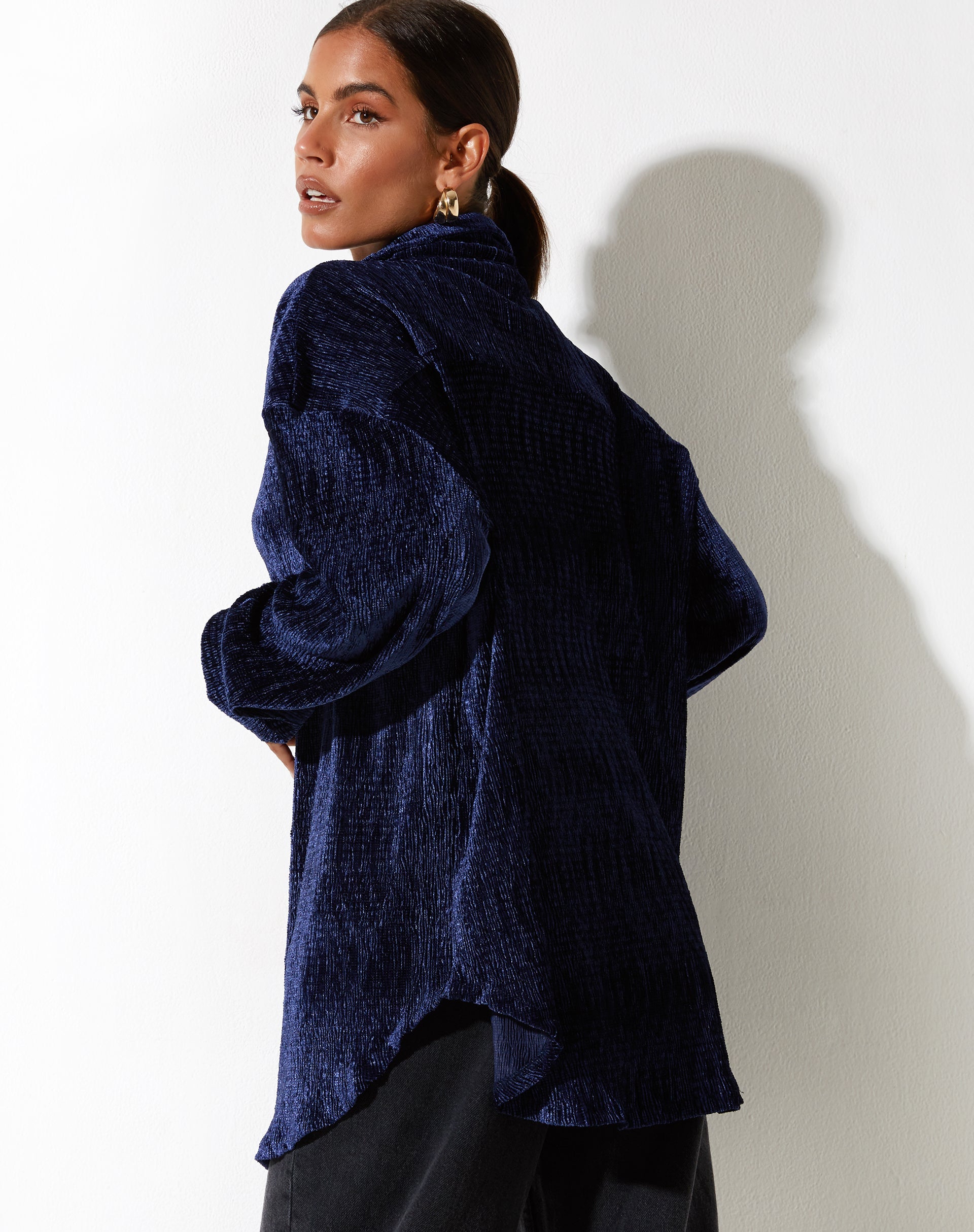 image of Dael Oversized Shirt in Velvet Navy