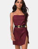 Image of Datista Slip Dress in Satin Cheetah Burgundy