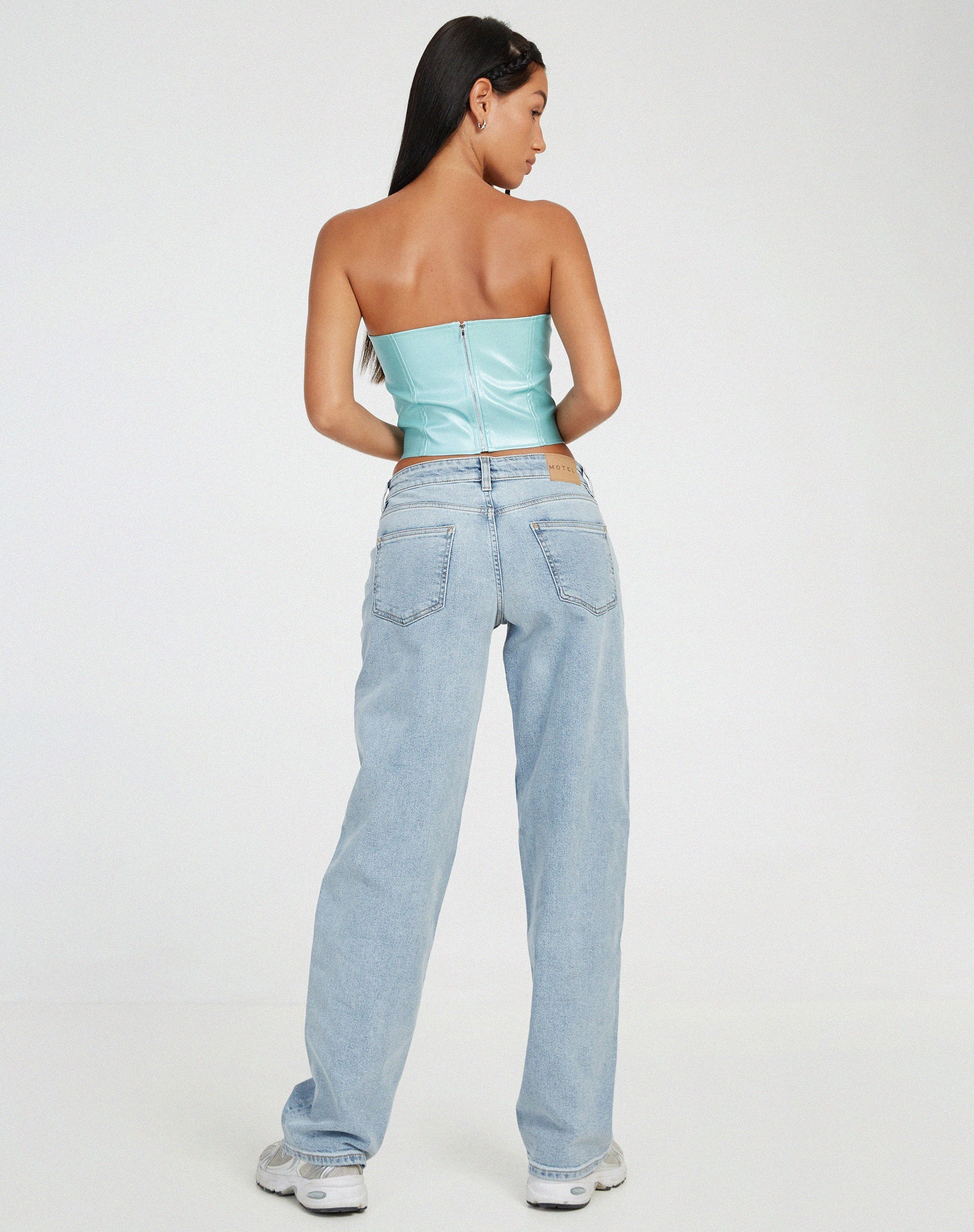 image of Dena Corset Top in PU Sky Blue