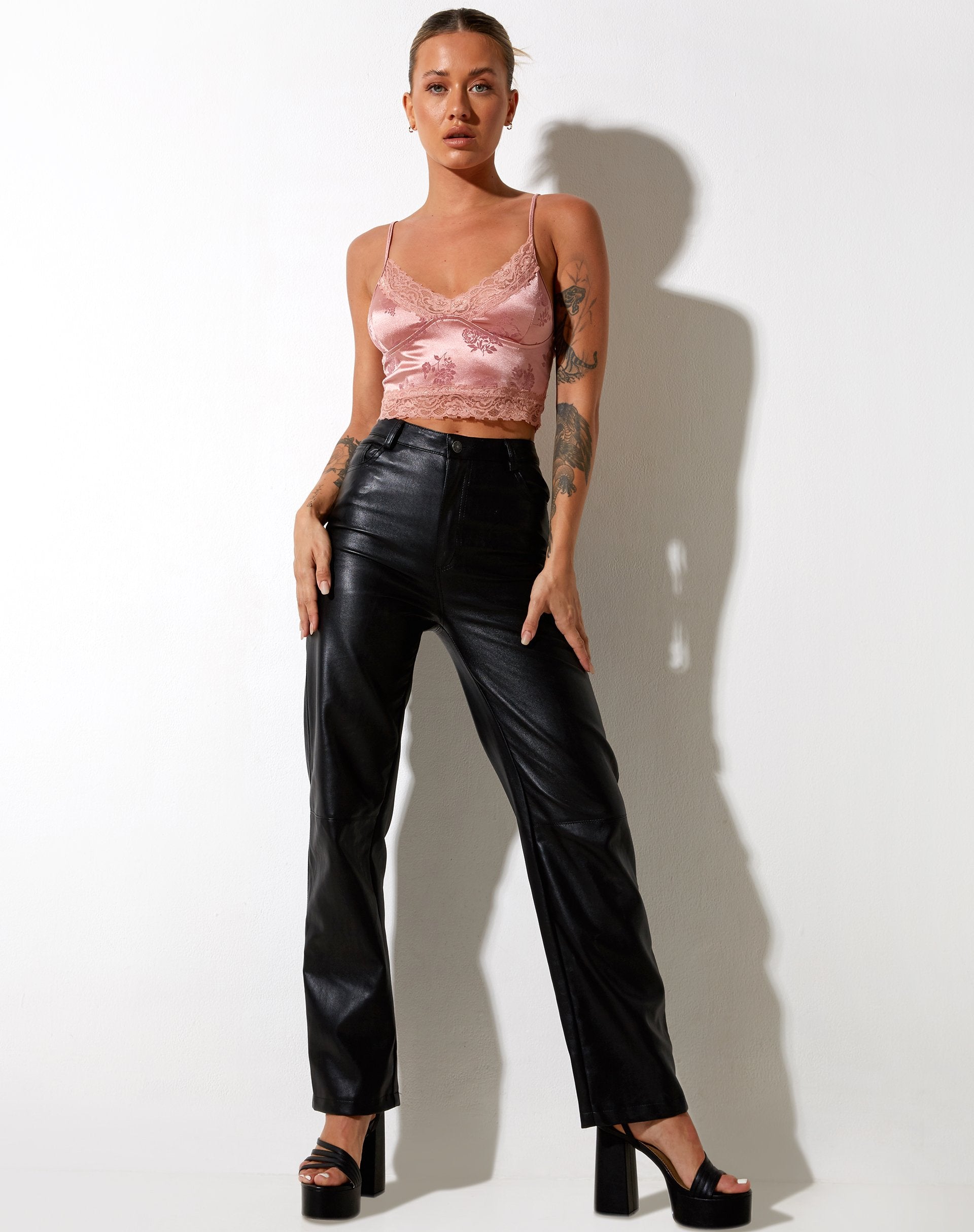 Image of Dyrana Crop Top in Rose Flock Pale Pink